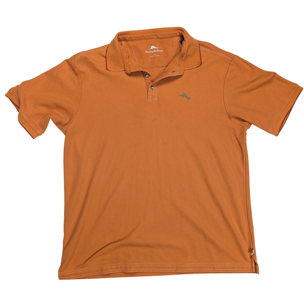 Tommy Bahama Classic Fit Orange 1/4 Button Short Sleeve Polo Men's Size XL